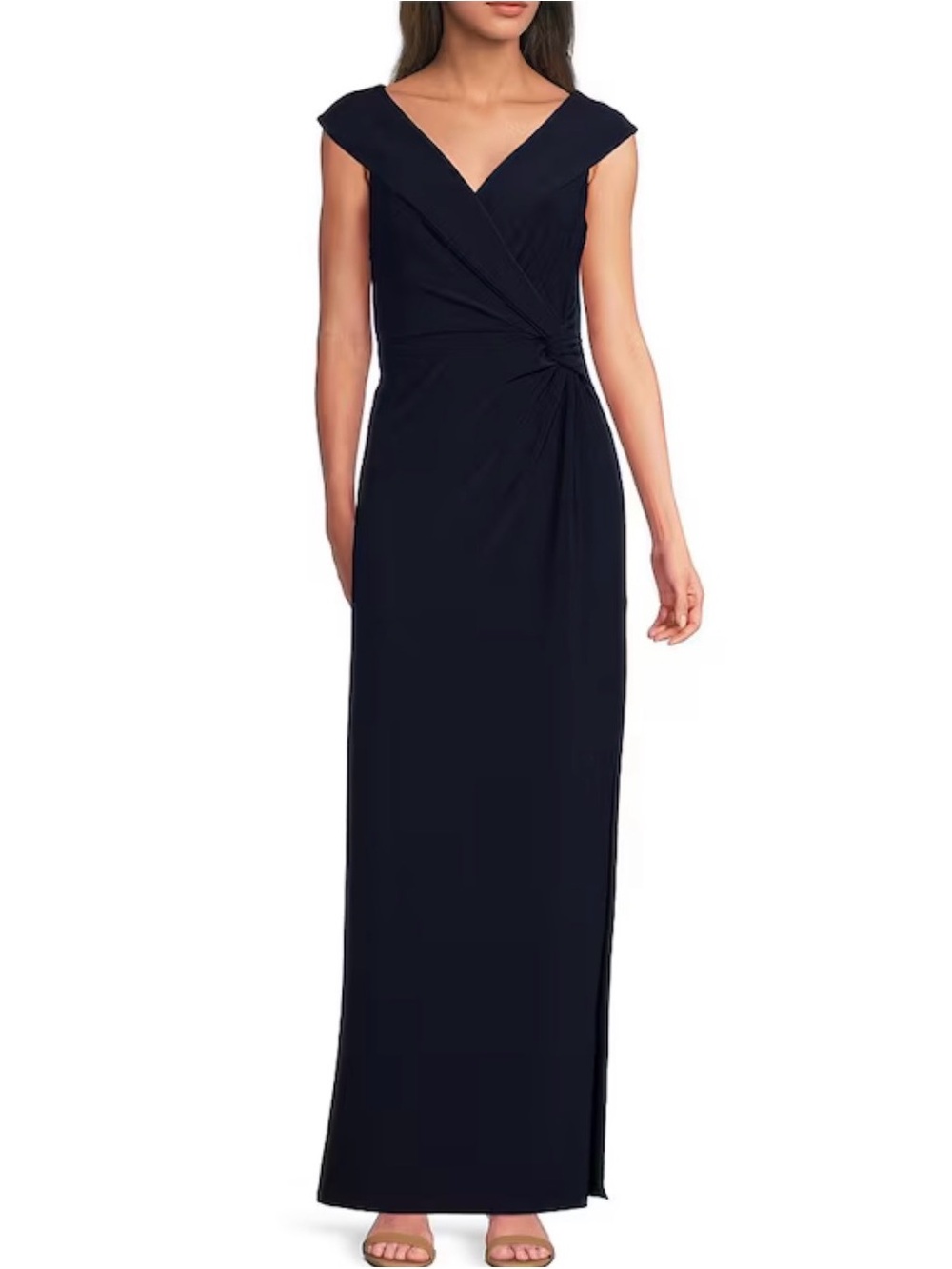 Lauren Ralph Lauren Navy Twist Front Evening Gown